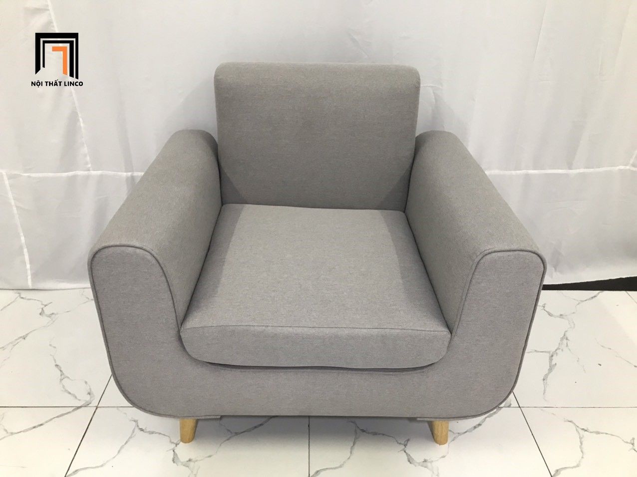 Ghế sofa đơn phòng khách NS04 màu xám ghi trắng