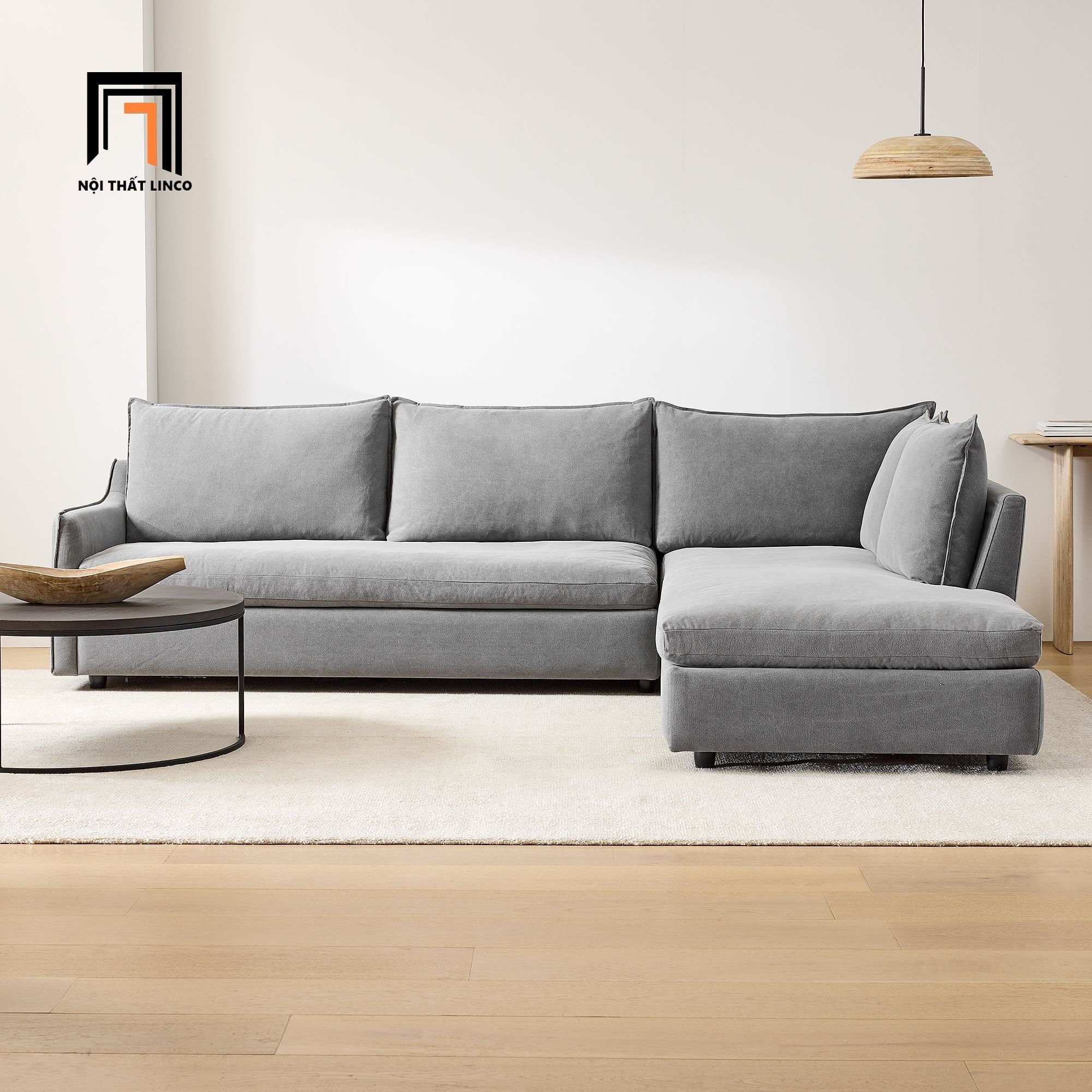 Bộ ghế sofa góc gia đình GT78 Easton 2m2 x 1m8 xám lông chuột