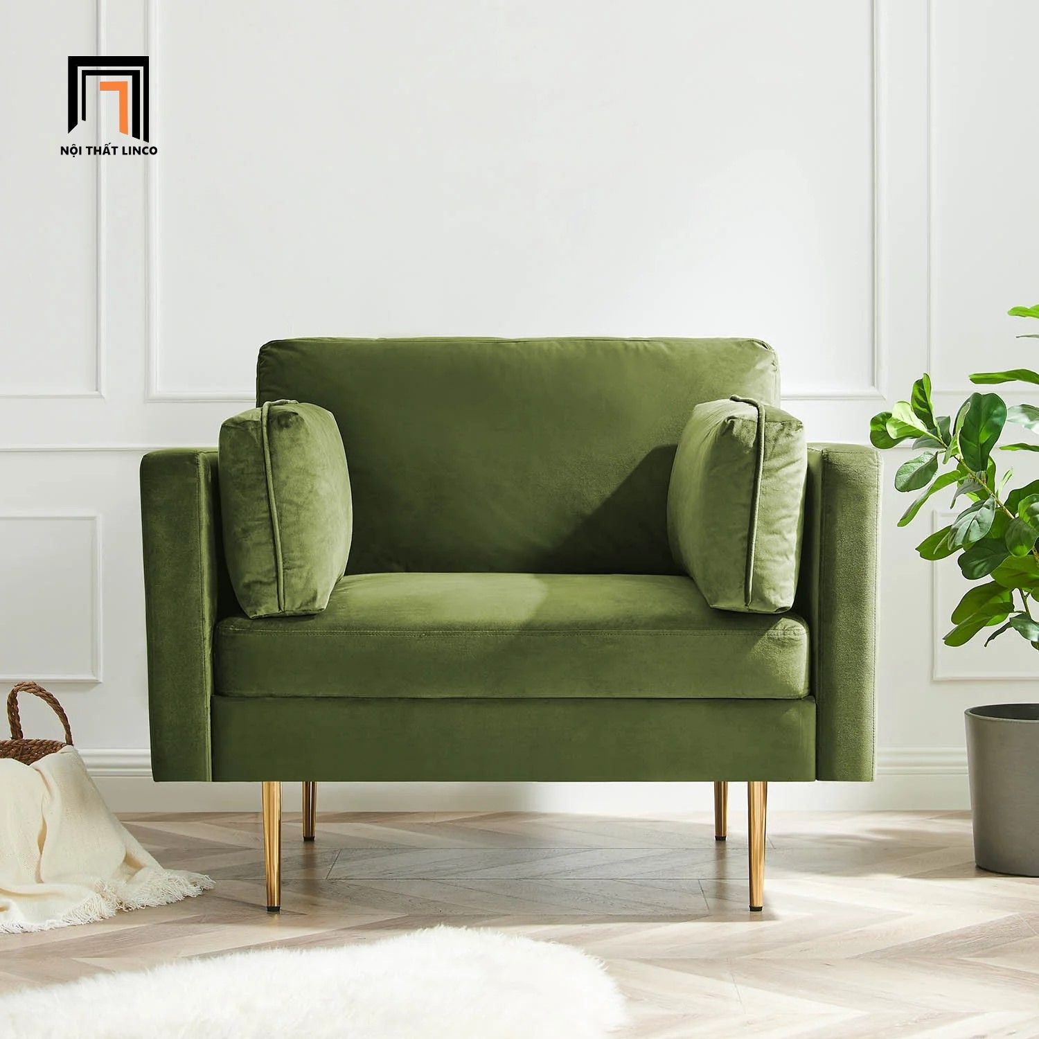 Ghế sofa đơn nhỏ gọn DT82 Pelham xanh lá cho góc phòng