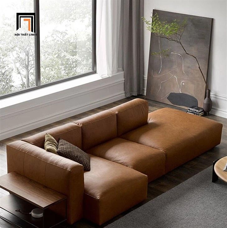 Sofa góc L màu nâu GT257 Techado 2m6 x 1m1 da công nghiệp