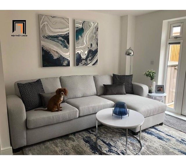 Ghế sofa góc L chung cư GT165 Layla 2m3 x 1m6 xám trắng