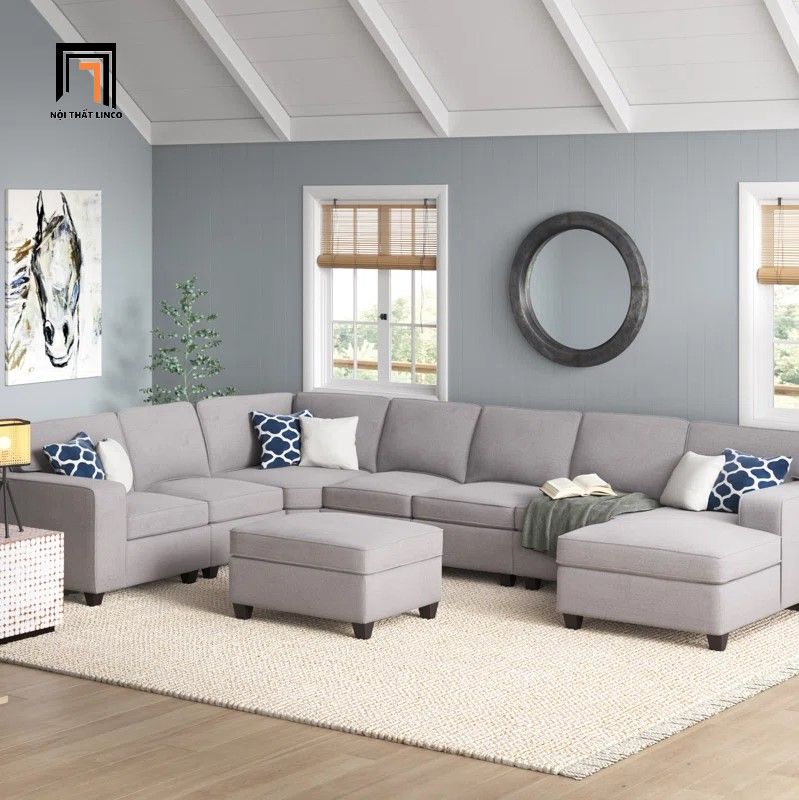Ghế sofa U phòng khách kiểu dáng hiện đại UT33 Marsala 3m4