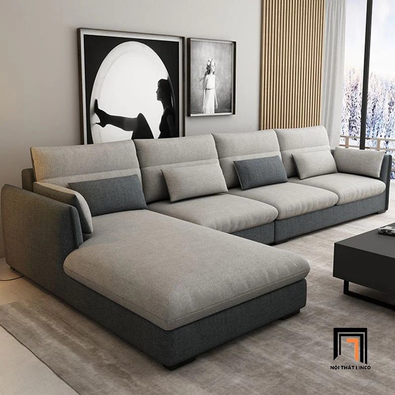 Bộ ghế sofa góc chữ L vải nỉ GT149 Taos 3m x 1m7 phòng khách lớn