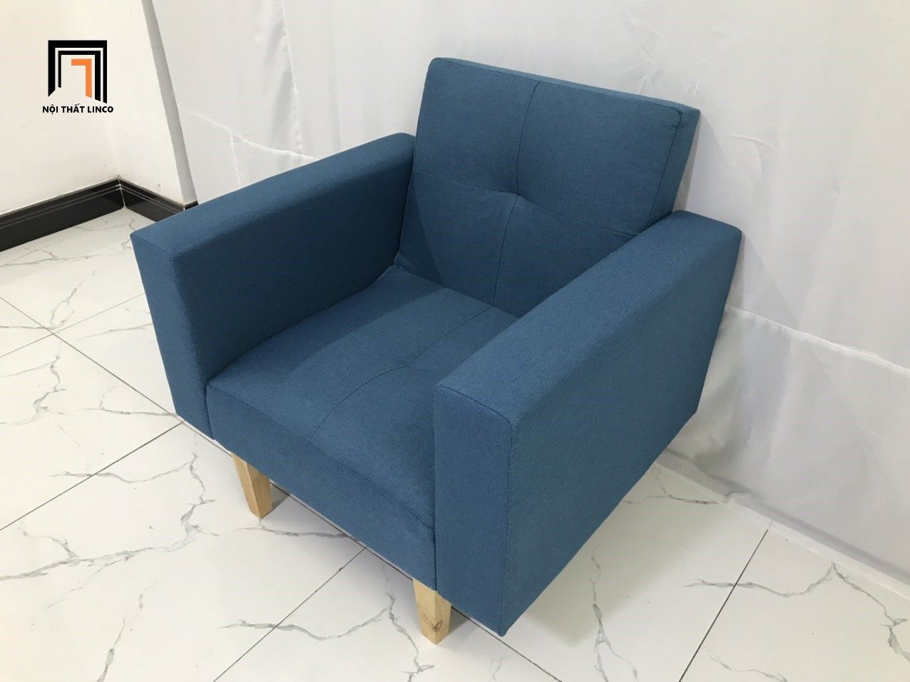 Ghế sofa đơn hiện đại xanh dương NS02 cho công sở giá rẻ