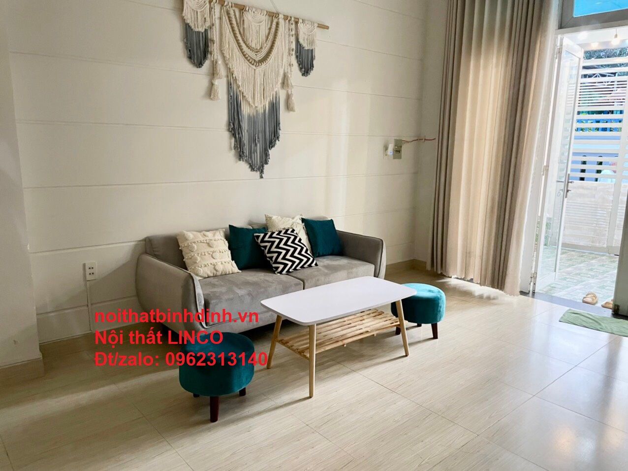 Ghế sofa băng BB dài 1m9 xám vải nhung đẹp hiện đại