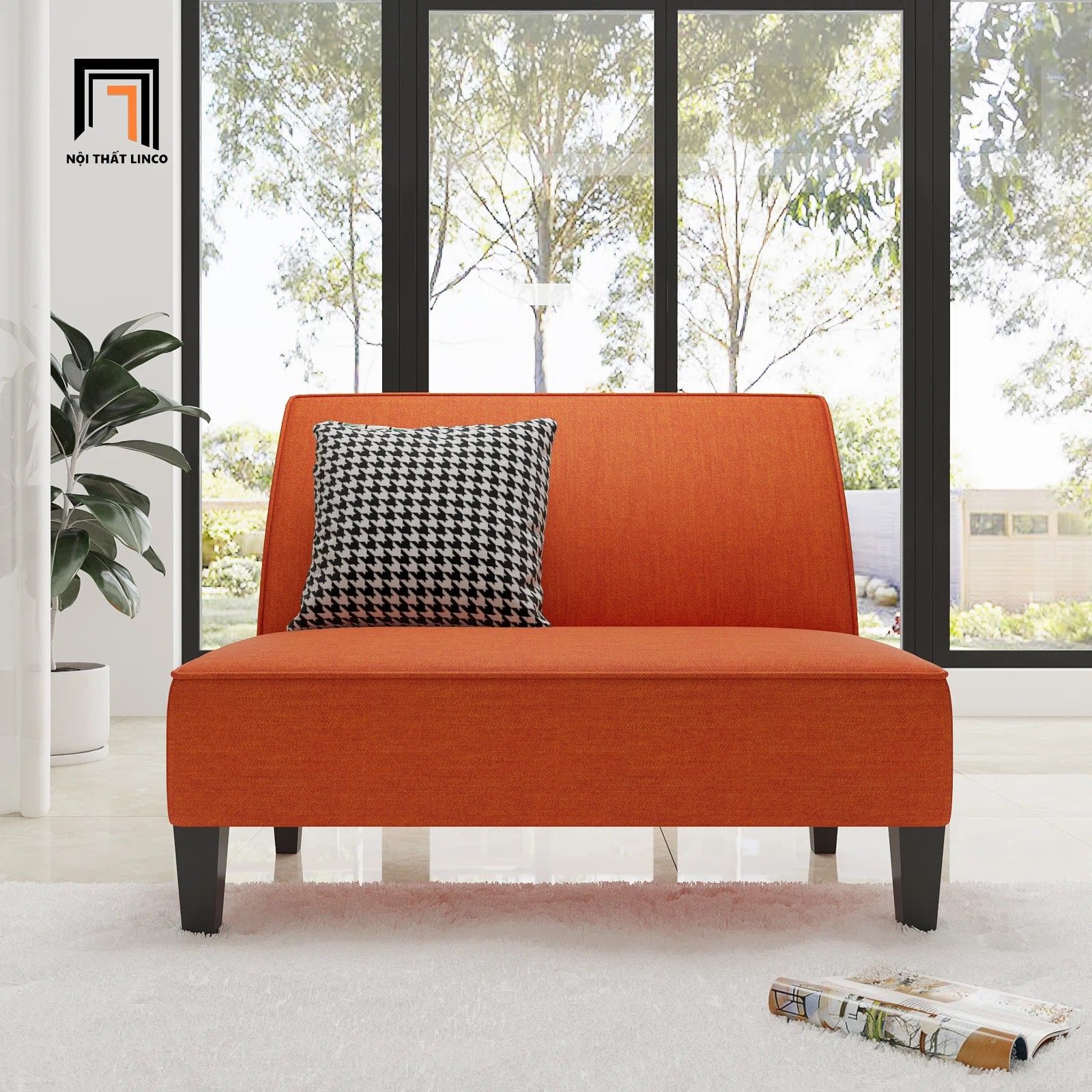 Ghế sofa băng mini màu cam dài 1m BT229 Devair vải bố giá rẻ