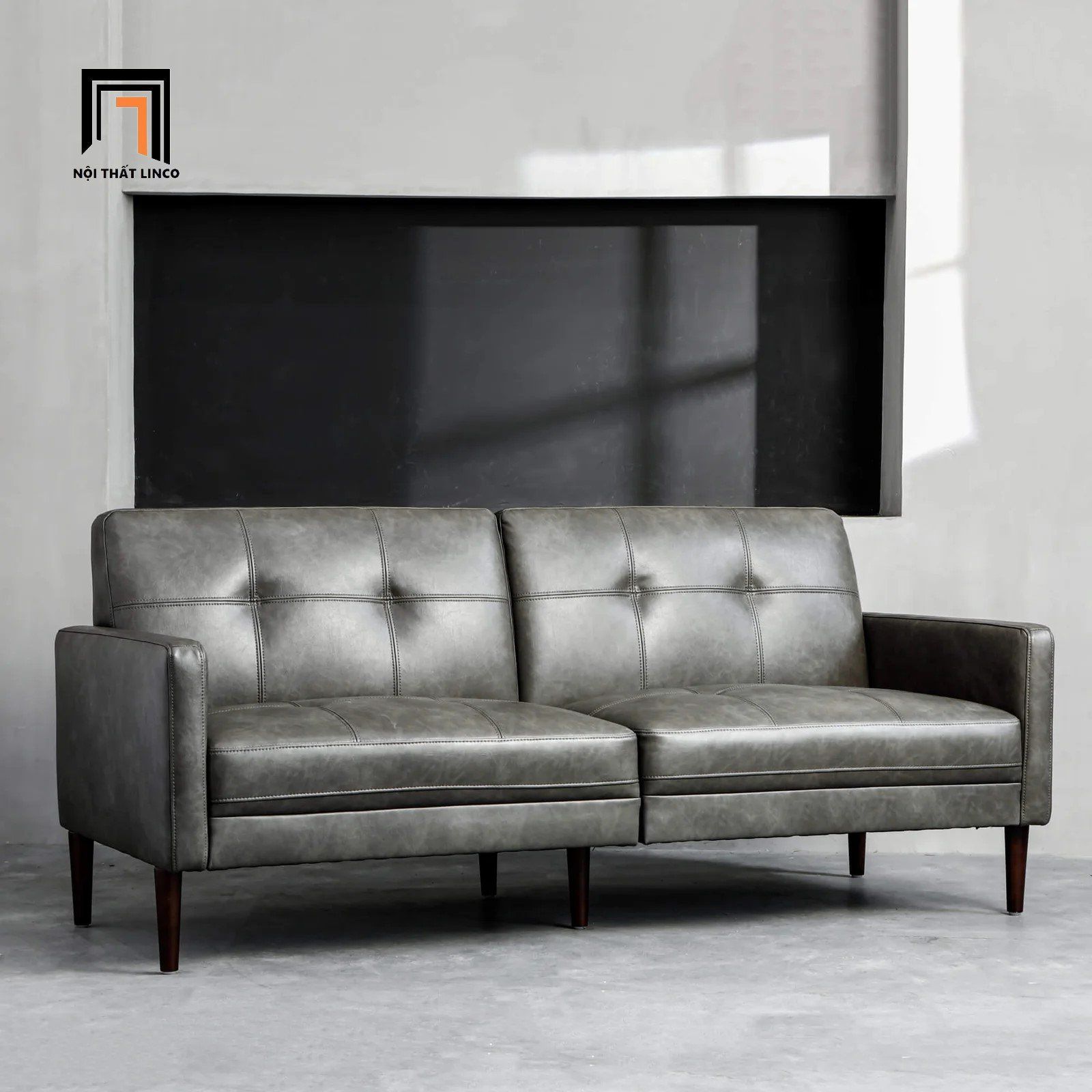 Ghế sofa giường nằm thông minh GB108 Bharati 1m9 da xám đậm