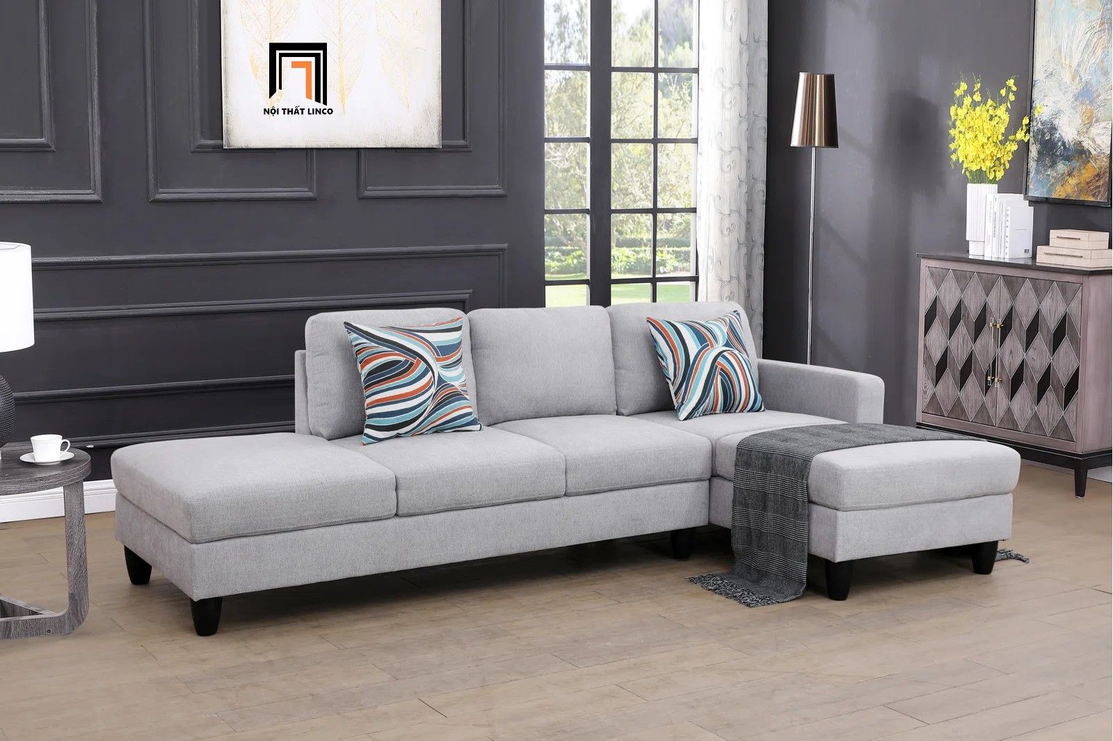 Bộ ghế sofa góc L gia đình GT98 Lasharon 2m75 x 1m5 giá rẻ
