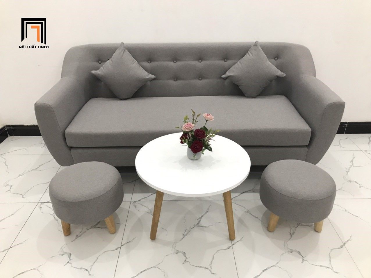 Bộ ghế sofa băng giá rẻ dài 1m9 BGN xám ghi trắng