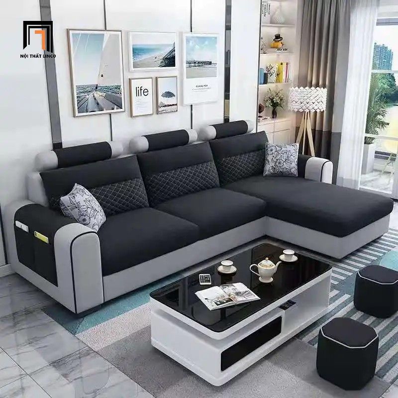 Bộ ghế sofa góc L phối màu GT86 Jiangsu 2m4 x 1m6 cho gia đình