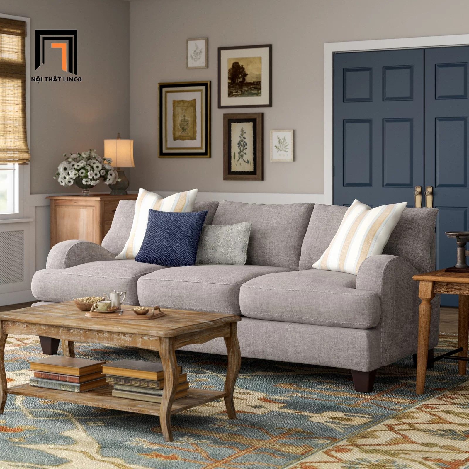 Sofa băng BT20 Sommerville dài 2m2 phong cách châu Âu