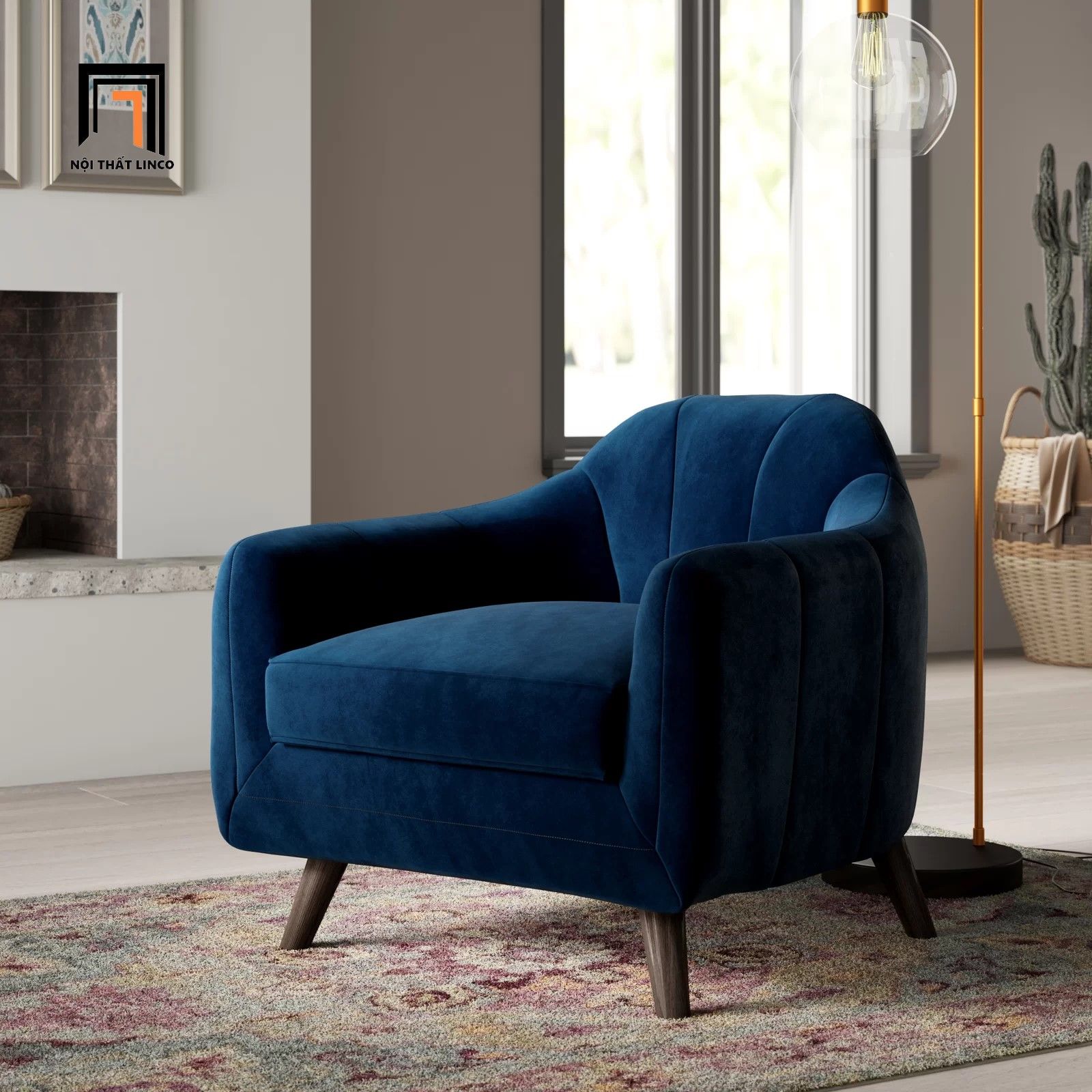 Ghế sofa đơn sang trọng DT39 Mistana cho gia đình vải nhung