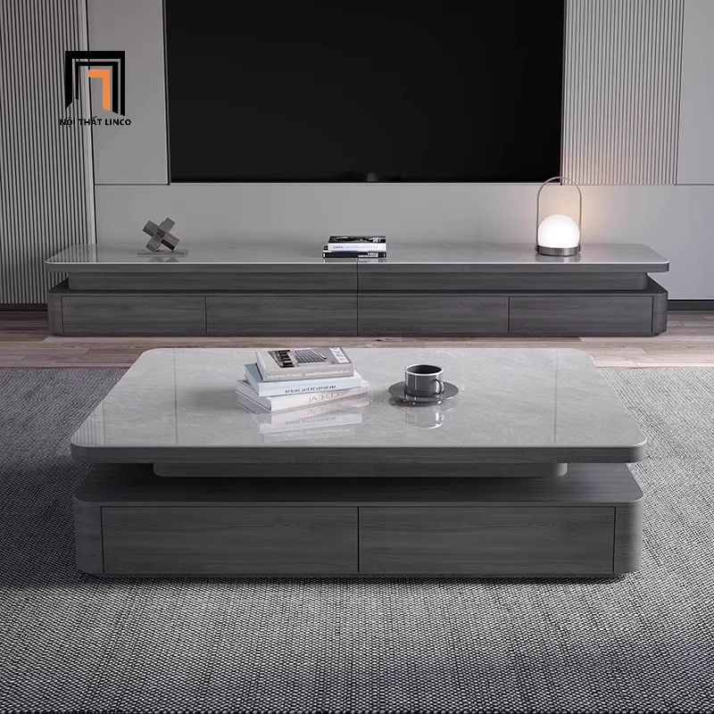 Bàn sofa phòng khách mặt đá 1m1 BSF92 Basque màu xám ghi