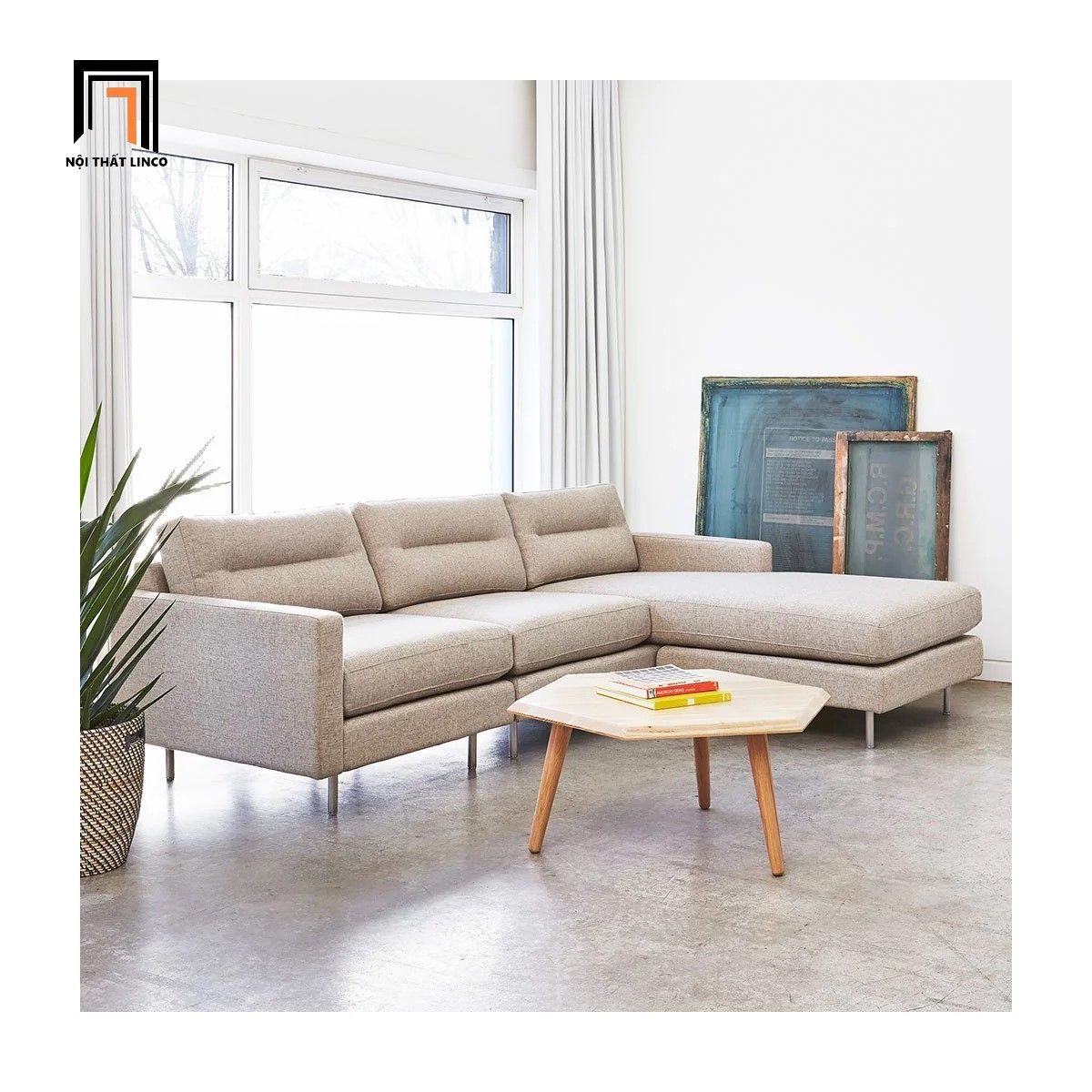 Bộ ghế sofa góc L 2m2 x 1m7 GT81 Logan cho gia đình giá rẻ