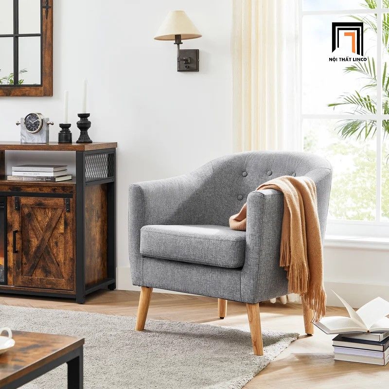 Ghế sofa đơn cho phòng ngủ DT7 Dreer màu muối tiêu xám trắng
