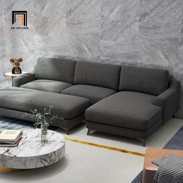 Bộ ghế sofa góc L xám đậm GT238 Tamora 2m3 x 1m6 giá rẻ