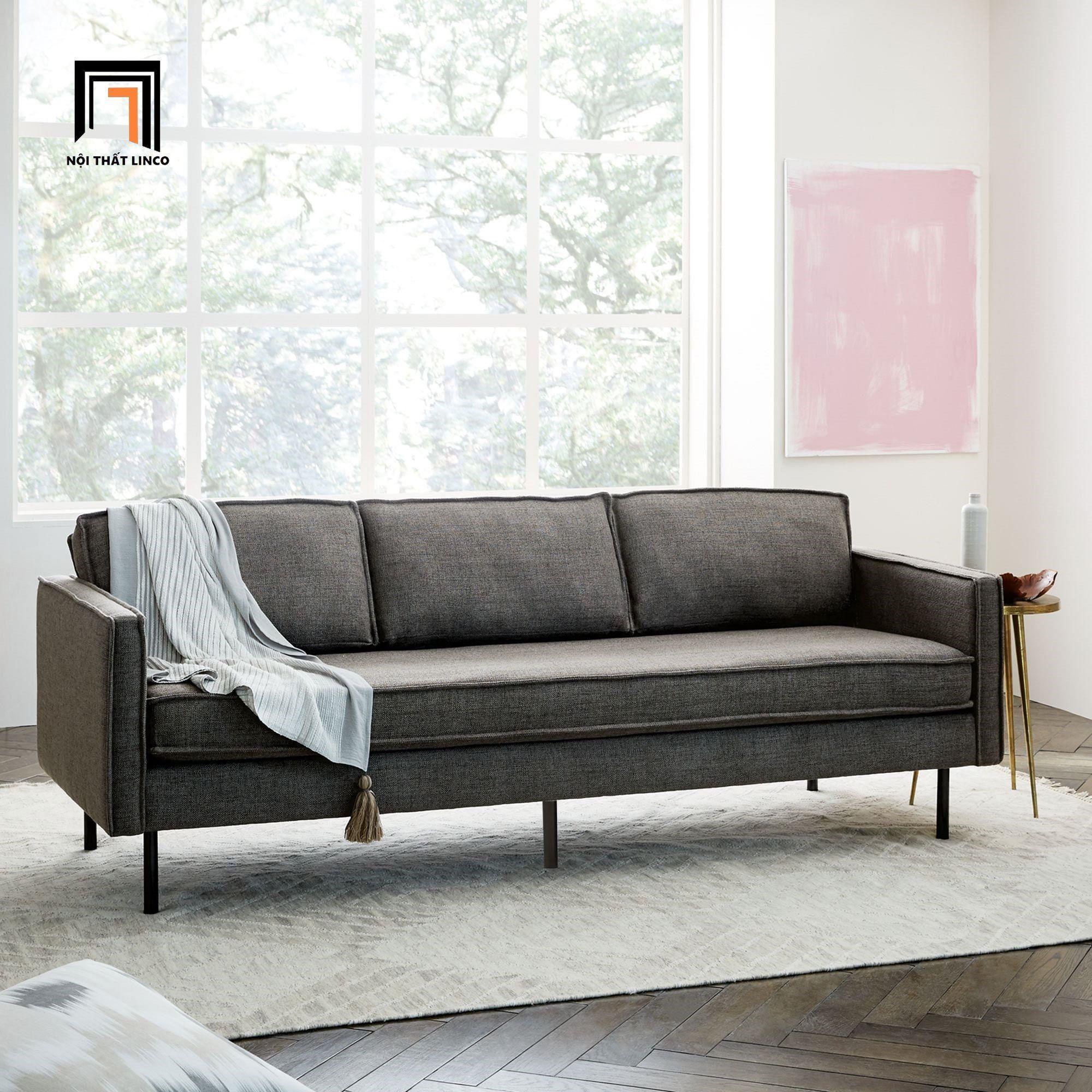 Ghế sofa băng bọc nỉ 2m BT123 Axel cho căn hộ xám lông chuột