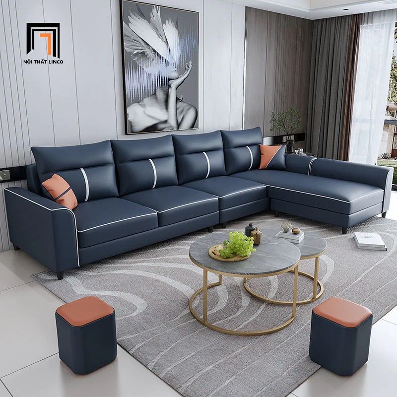 Bộ ghế sofa góc L da Pu GT136 Naple 3m x 1m6 gia đình sang trọng