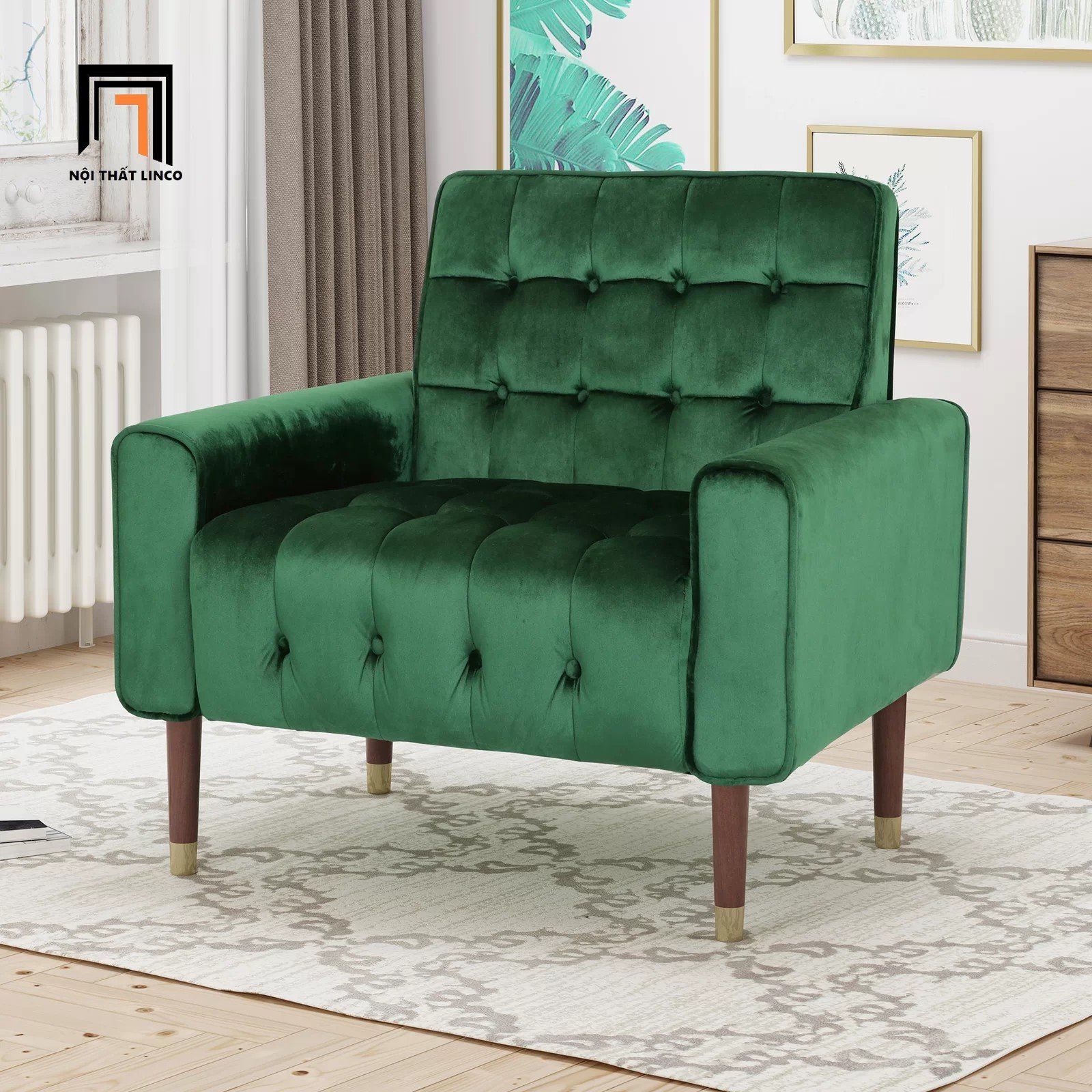 Ghế sofa đơn 1 người ngồi cho shop tiệm DT41 Wyton vải nhung