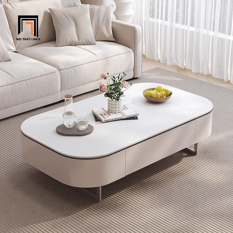 Bàn sofa oval mặt đá BSF99 Lemhi 1m phòng khách gia đình