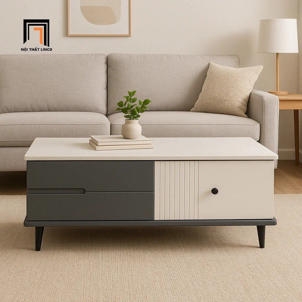 Bàn sofa phòng khách mặt đá trắng 1m x 50 BTPK7 Caisei giá rẻ