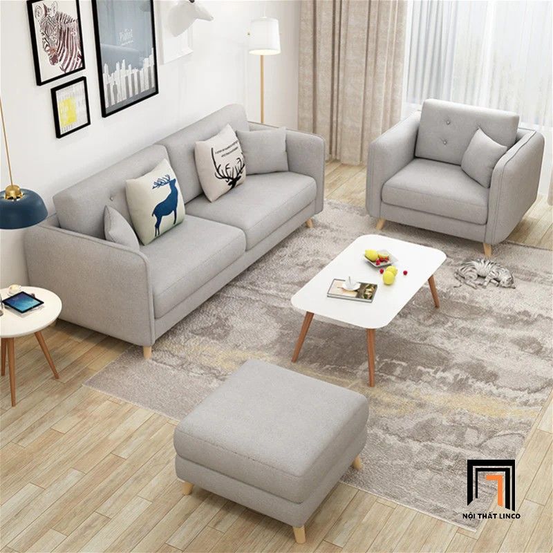 Bộ ghế sofa văn phòng giá rẻ KT92 Hanna màu xám ghi trắng