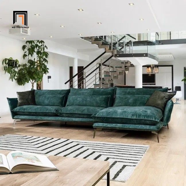 Bộ ghế sofa góc chữ L GT33 Heemor 2m4 x 1m6 chân inox