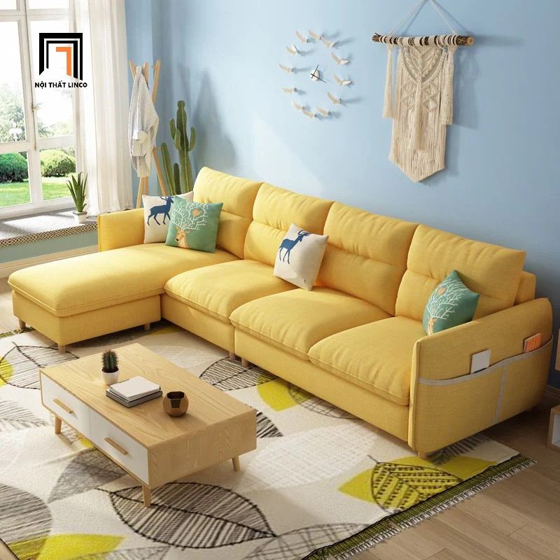 Ghế sofa góc màu xanh dương 2m9 x 1m6 GT227 Dubro giá rẻ
