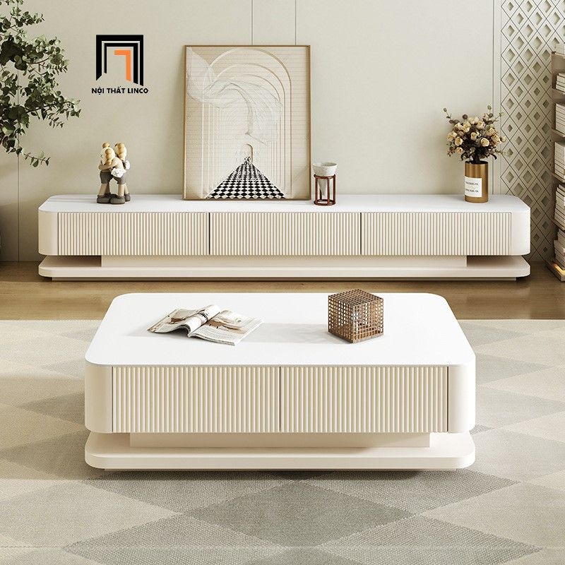 Bàn sofa mặt đá sang trọng BSF73 Stoning 1m x 60 sơn trắng