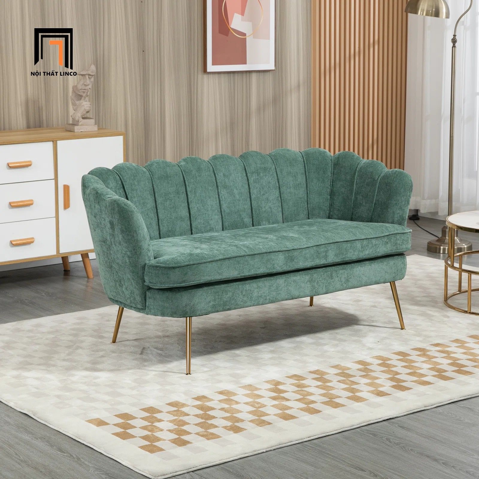Sofa văng cong sang trọng BT236 Mercer 1m8 cho shop tiệm