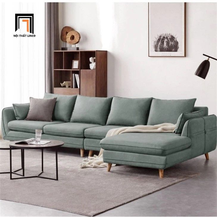 Ghế sofa góc L da giả xanh mint GT256 Encino 3m x 1m6 da giả