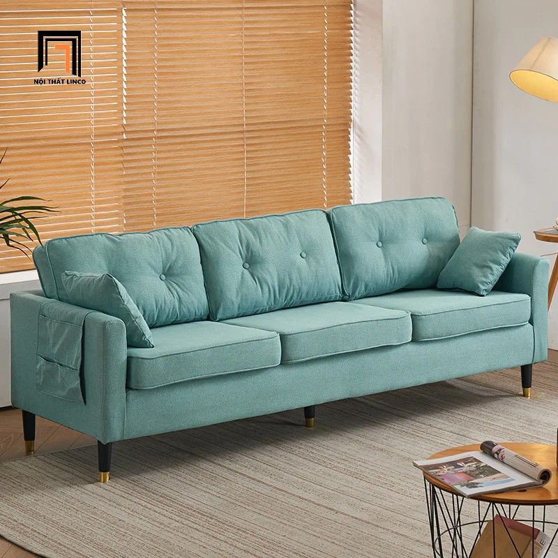 Ghế sofa băng vải nỉ đẹp BT303 Klatovy dài 2m2 màu xám ghi