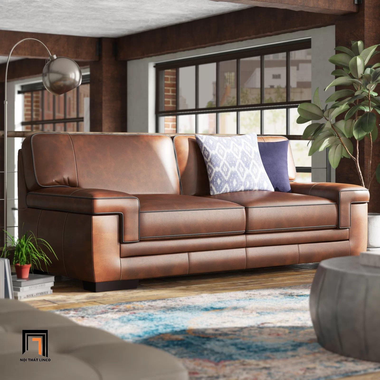 Sofa băng phòng khách gia đình BT176 Keara 2m màu nâu