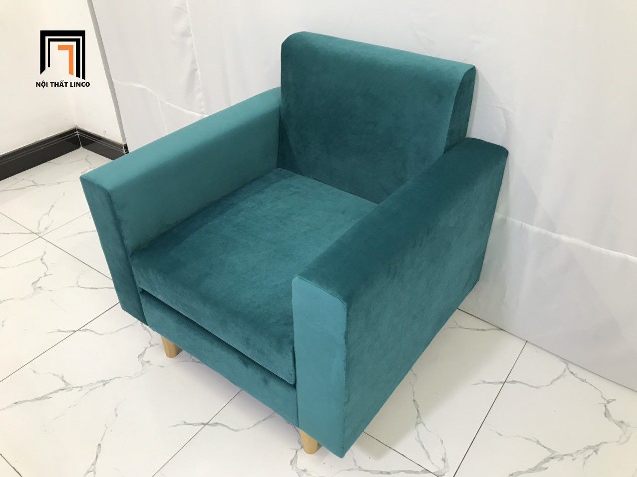 Ghế sofa đơn xanh lá vải nhung NS05 giá rẻ cho gia đình