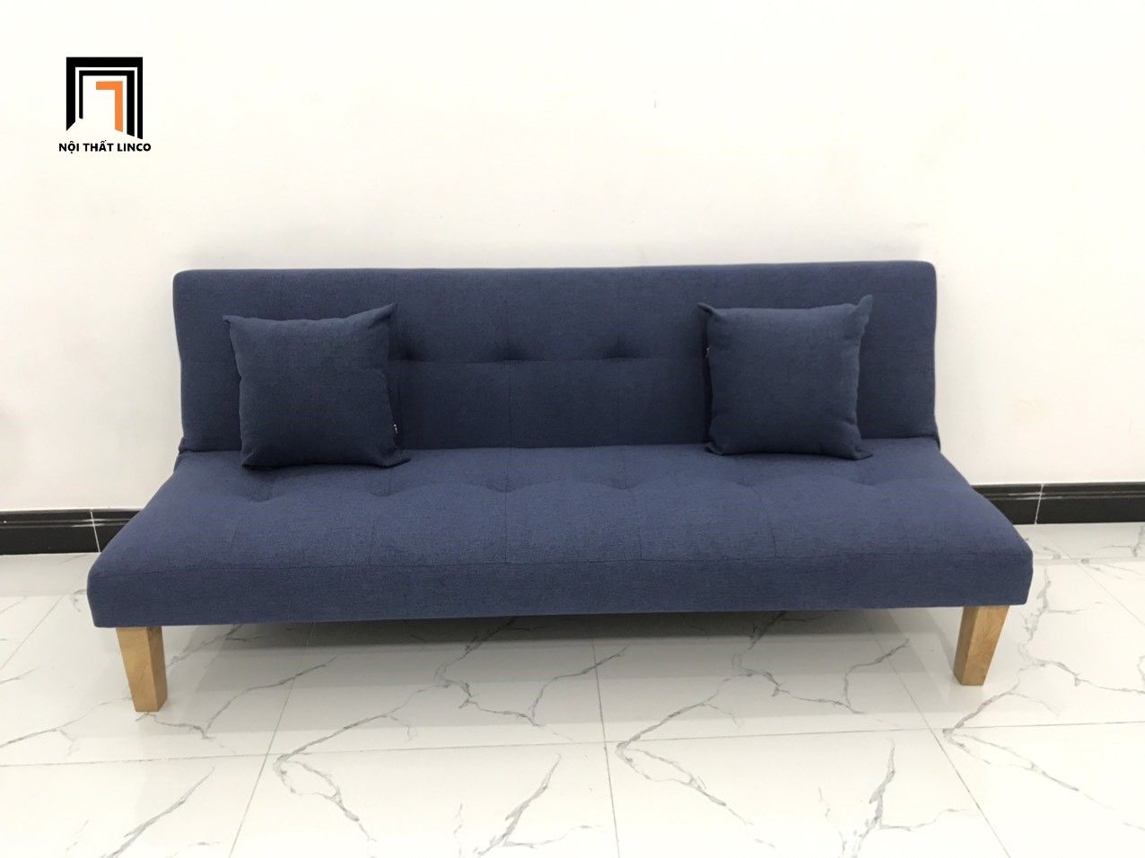 Bộ bàn ghế sofa giường xanh đậm dài 1m72 cho phòng nhỏ
