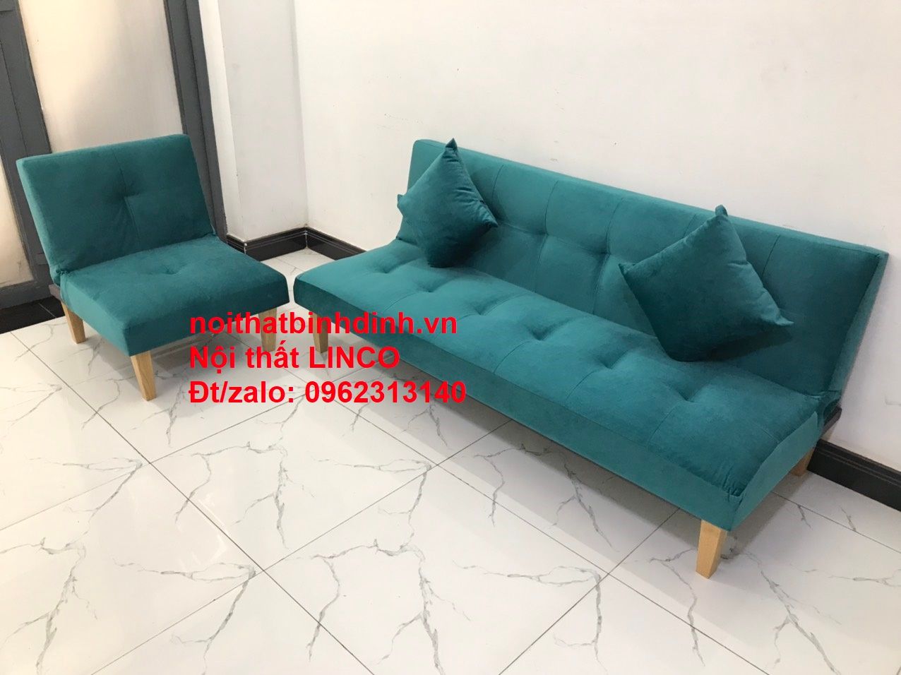 Set ghế sofa giường NS01 xanh lá mini phòng khách