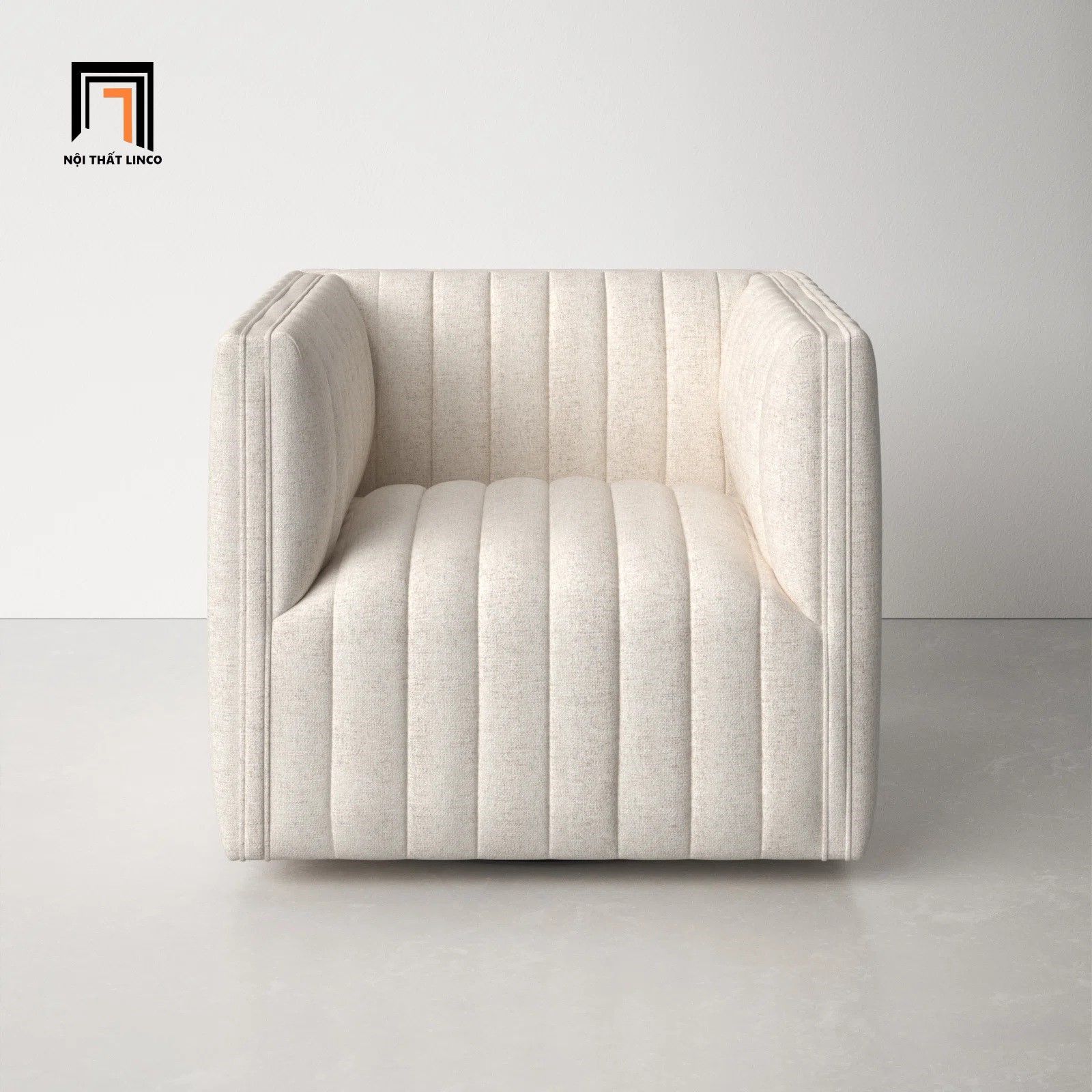 Ghế sofa đơn xinh xắn trang trí DT35 Brant vải nỉ trắng kem