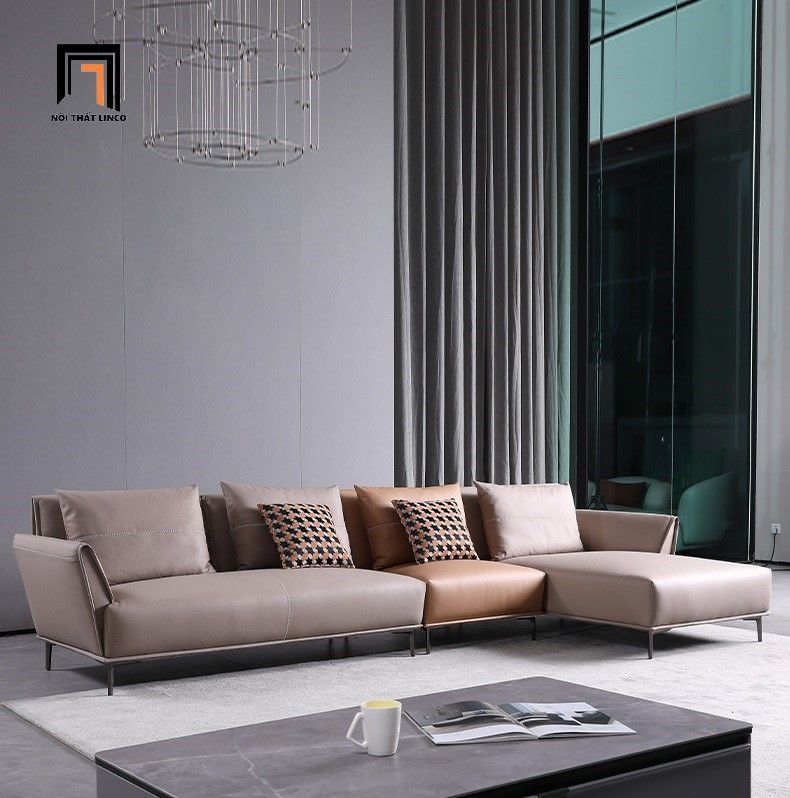 Ghế sofa góc chữ L da PU GT199 Prior 3m x 1m6 hiện đại