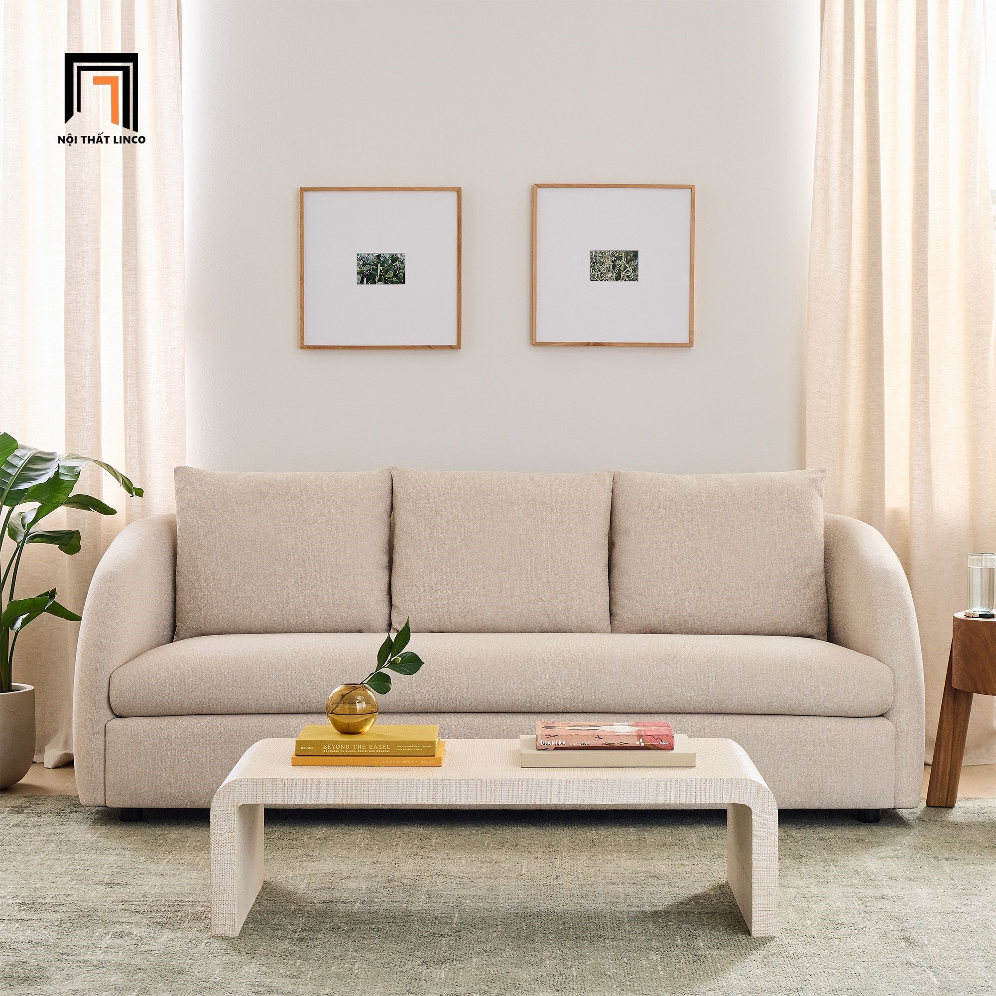 Ghế sofa băng cong vải nỉ BT121 Audrey 2m giá rẻ