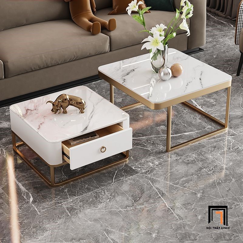 Cặp bàn sofa mặt vuông cao cấp BSF23 Copeheim cho căn hộ