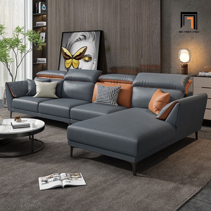 Bộ ghế sofa góc L gật gù GT212 Khalaf 3m x 1m6 da công nghiệp