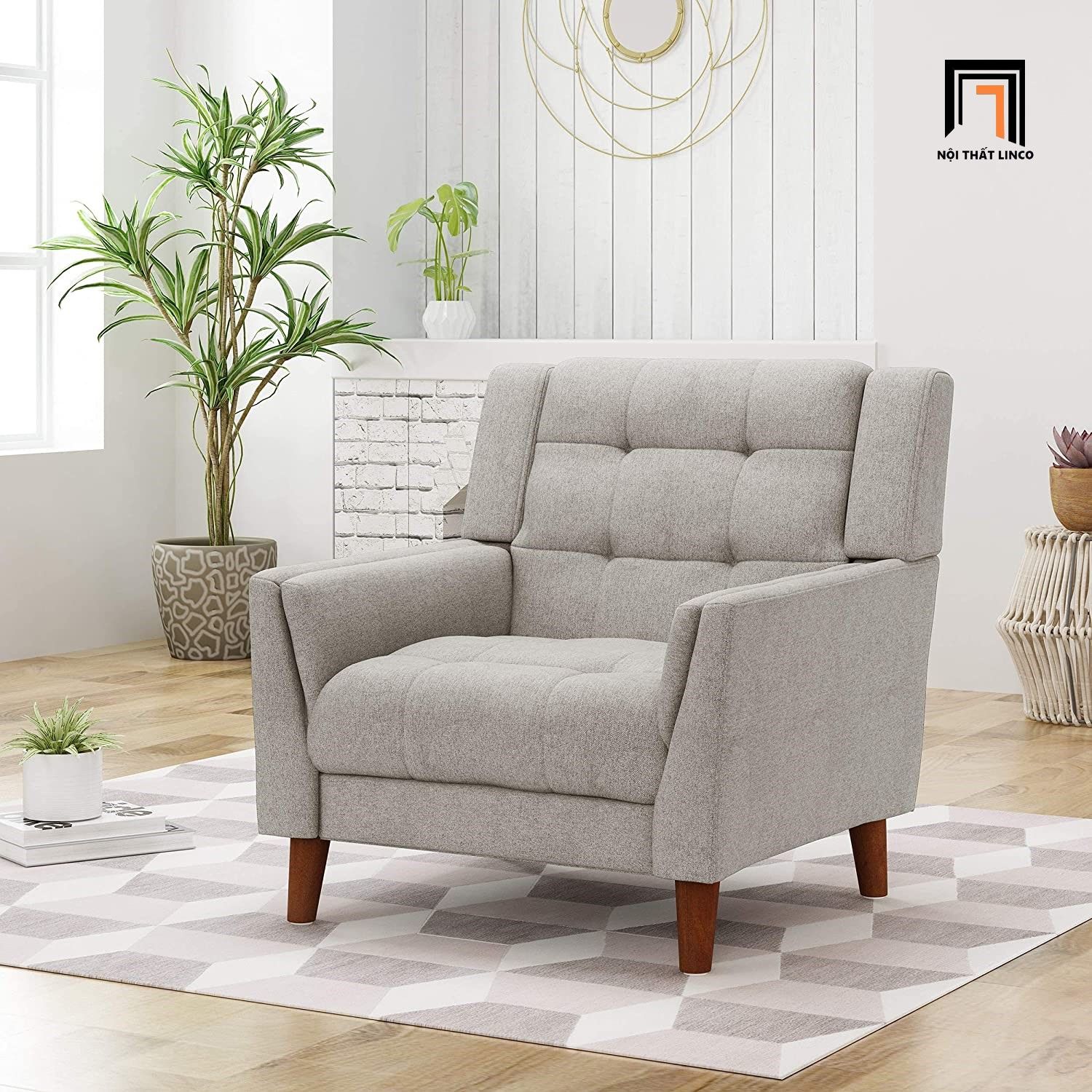 Ghế sofa đơn vải nỉ xinh xắn DT26 Monte cho phòng khách đẹp