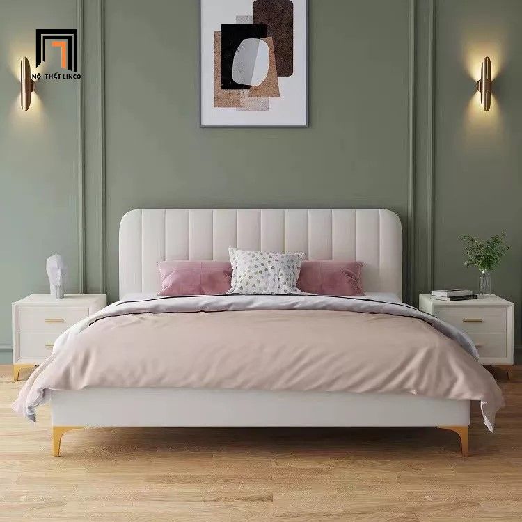 Giường ngủ vải nỉ bố xinh xắn GN11 Curdy phòng ngủ chung cư