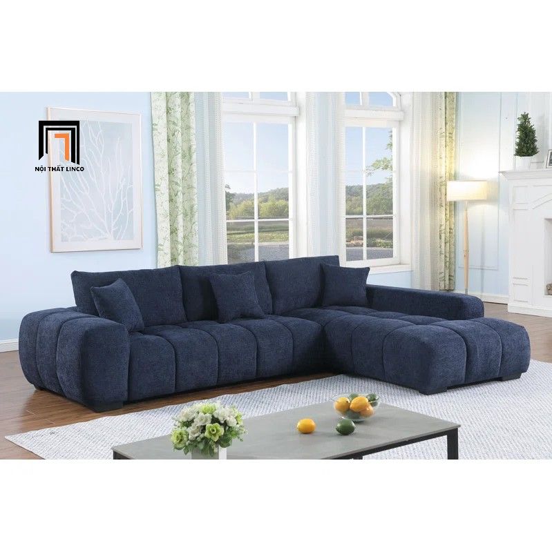 Ghế sofa góc L vải nỉ xám đen GT252 Marigail 2m4 x 1m6 giá rẻ