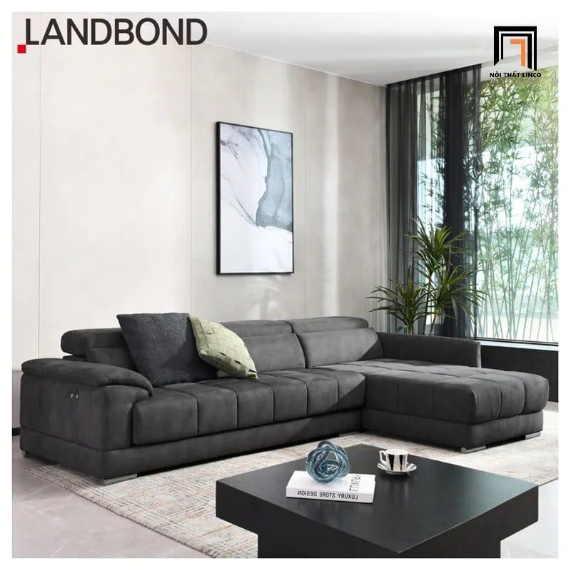 Bộ ghế sofa góc L hiện đại GT87 Landbond 2m6 x 1m6 vải nhung nỉ