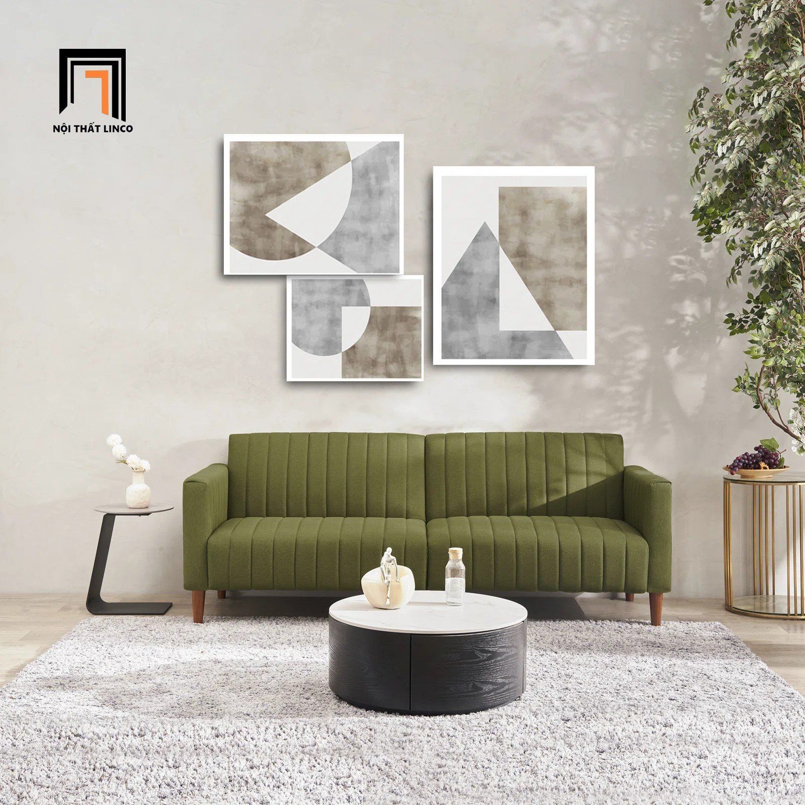 Ghế sofa giường đa năng xinh xắn GB77 Hansfried dài 2m xanh lá