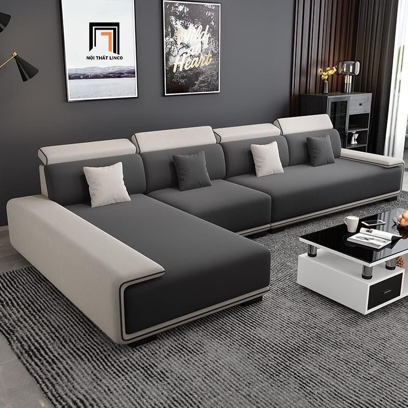 Ghế sofa góc L hiện đại GT259 Ramia 3m2 x 1m8 phối đen trắng
