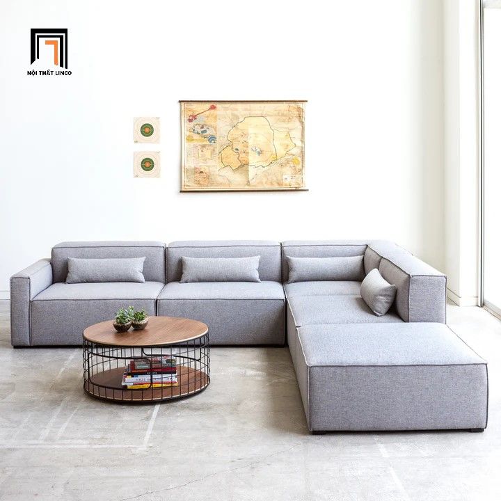 Bộ ghế sofa góc L màu xám ghi GT218 Potenza 2m4 x 2m3 giá rẻ
