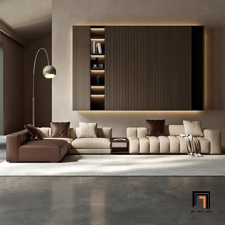 Bộ ghế sofa góc L hiện đại GT251 Yeehaw 3m4 x 2m2 phối da