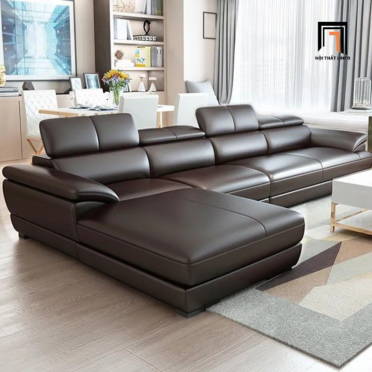 Bộ ghế sofa góc L sang trong GT57 Zeglo 3m2 x 1m6 da công nghiệp